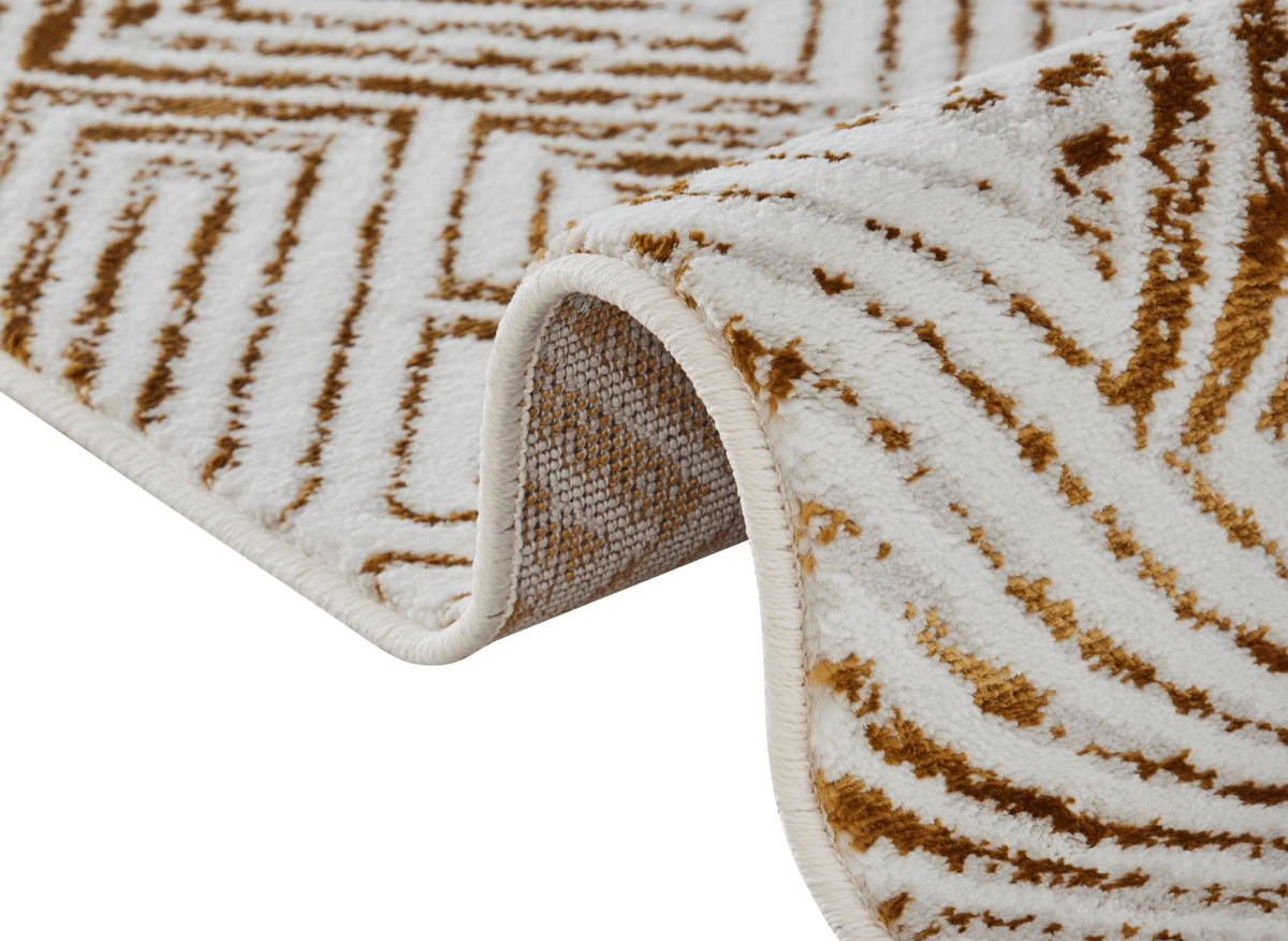 Tapis géométrique beige et marron 160 x 230 cm CARAMEL
