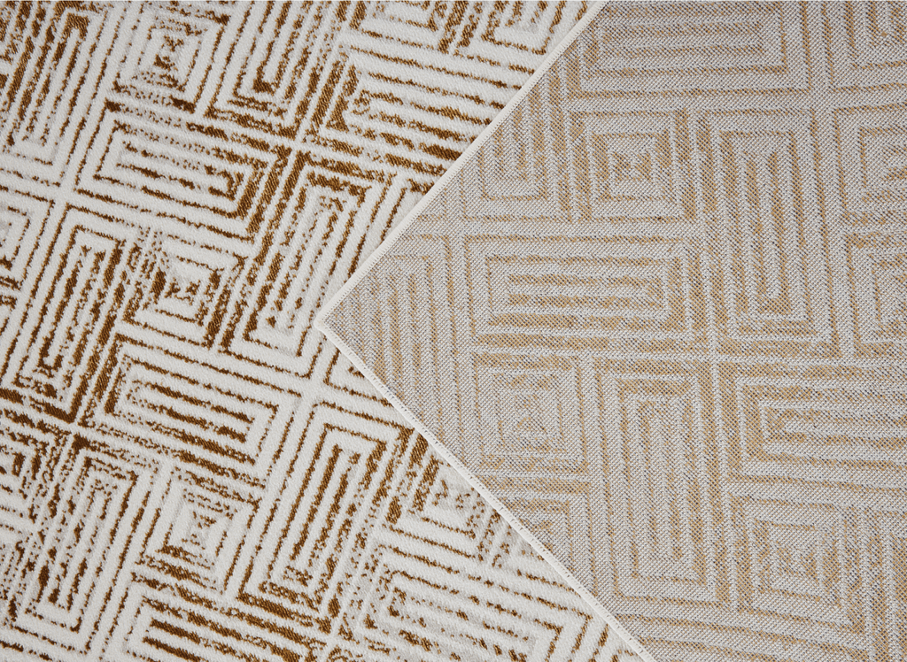 Tapis géométrique beige et marron 200 x 290 cm CARAMEL