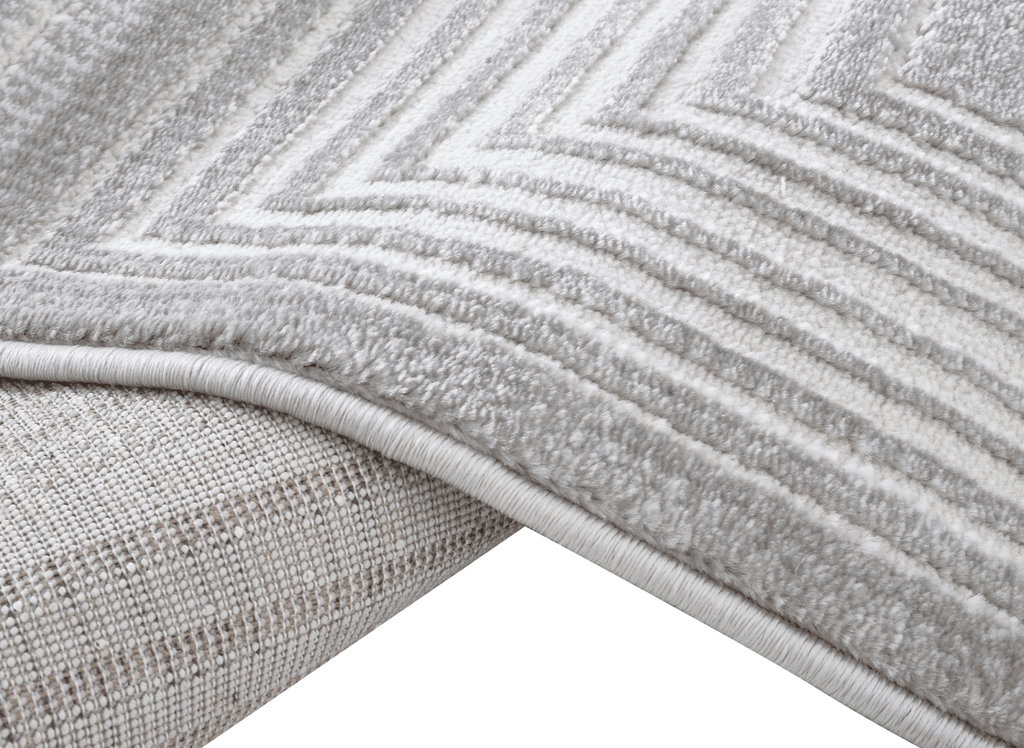 Tapis graphique art déco gris et blanc 160 x 230 cm HALL