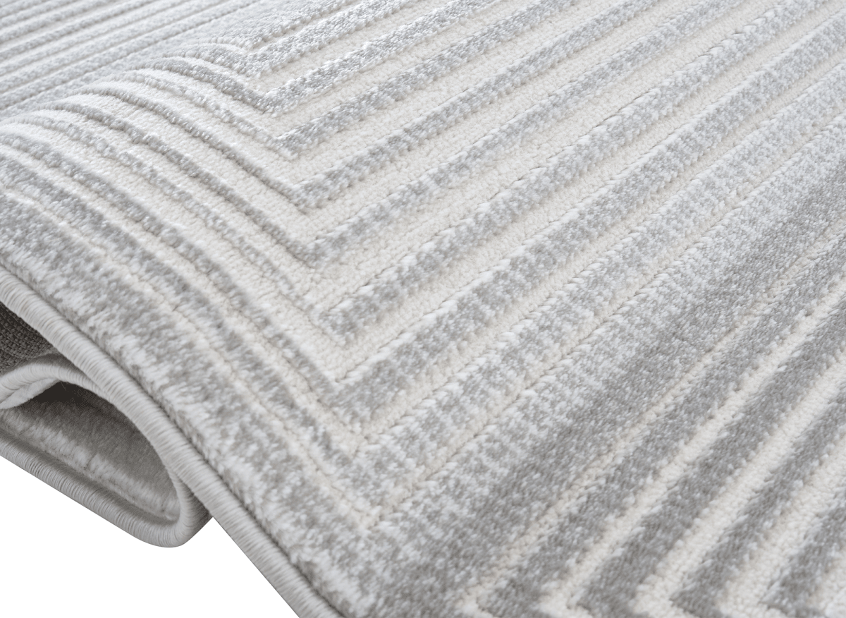 Tapis graphique art déco gris et blanc 160 x 230 cm HALL