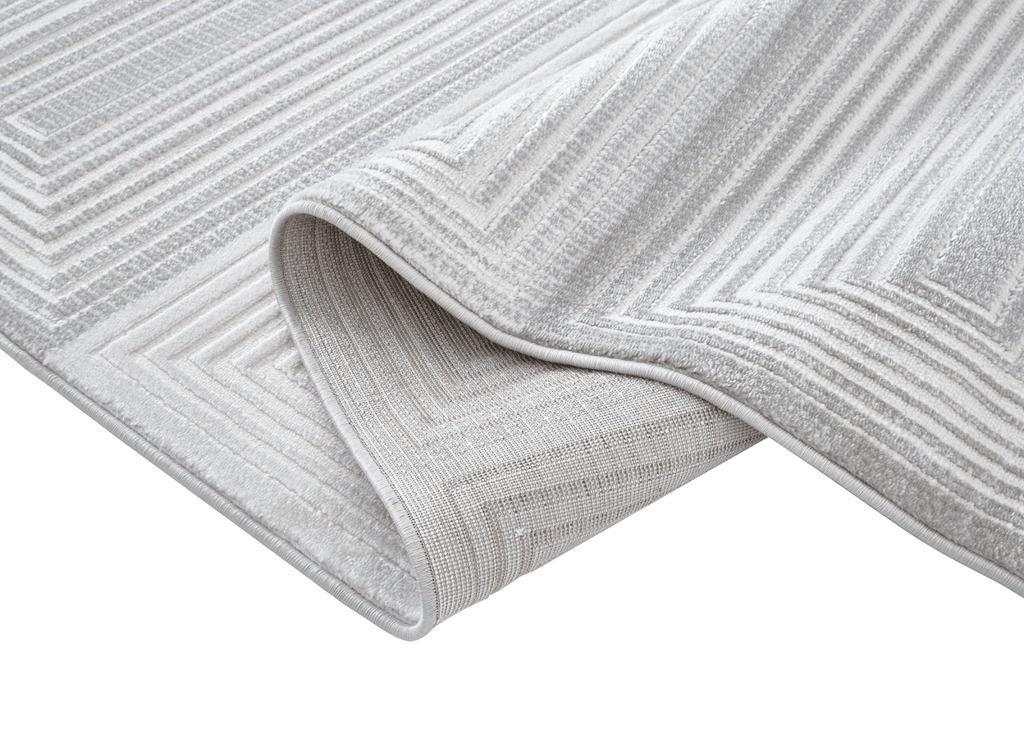 Tapis graphique art déco gris et blanc 160 x 230 cm HALL