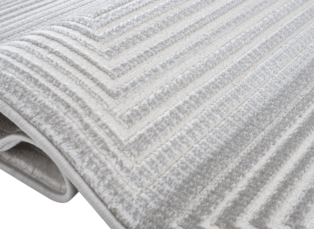 Tapis graphique art déco gris et blanc 200 x 290 cm HALL