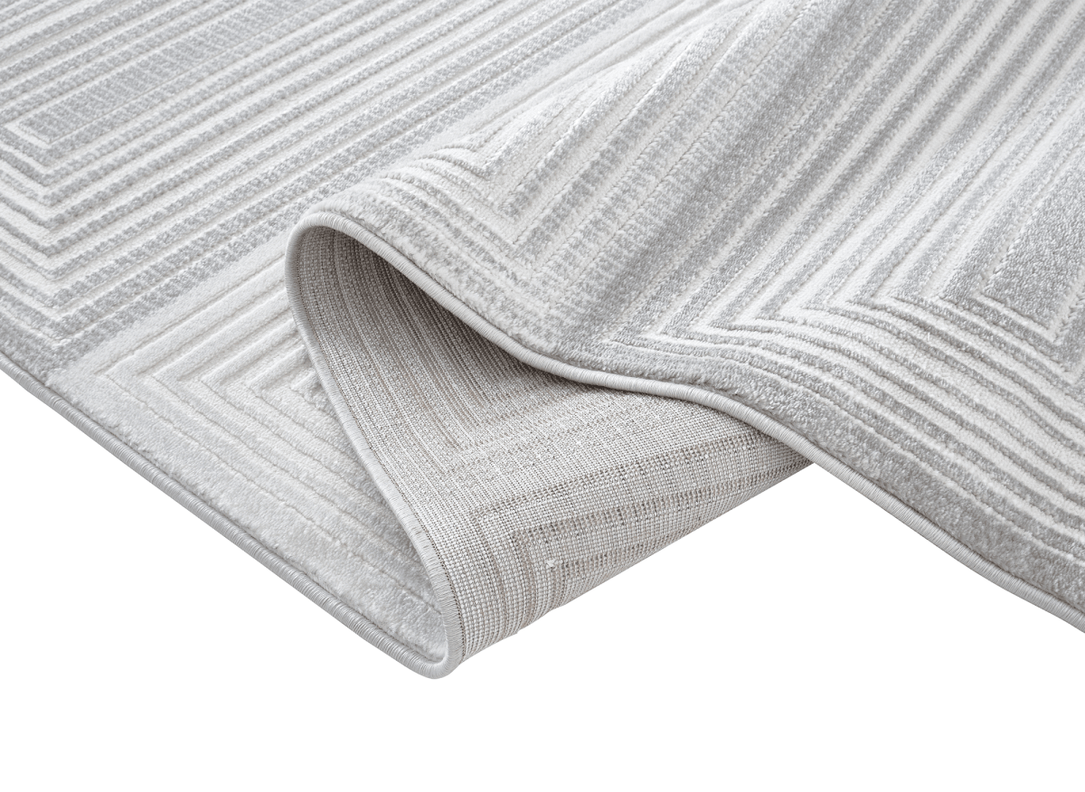 Tapis graphique art déco gris et blanc 200 x 290 cm HALL
