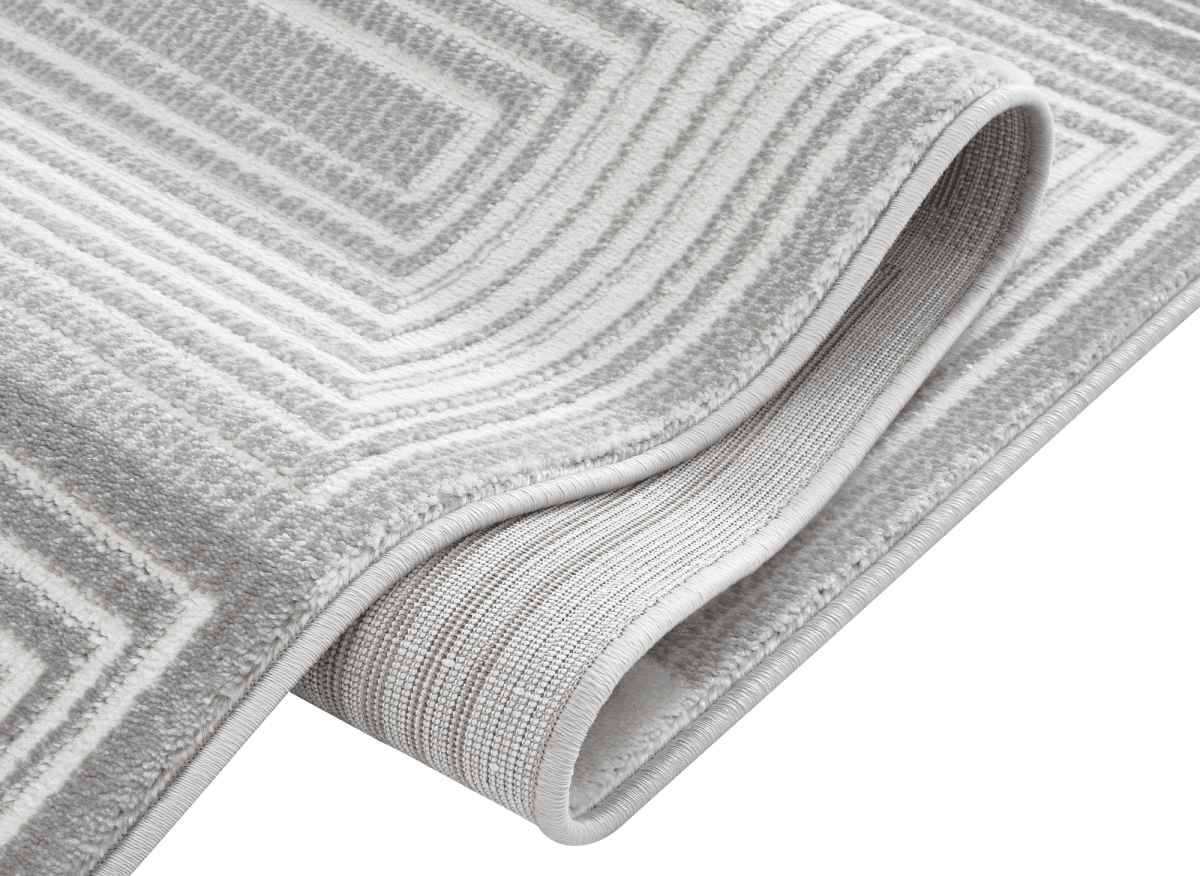 Tapis graphique art déco gris et blanc 200 x 290 cm HALL