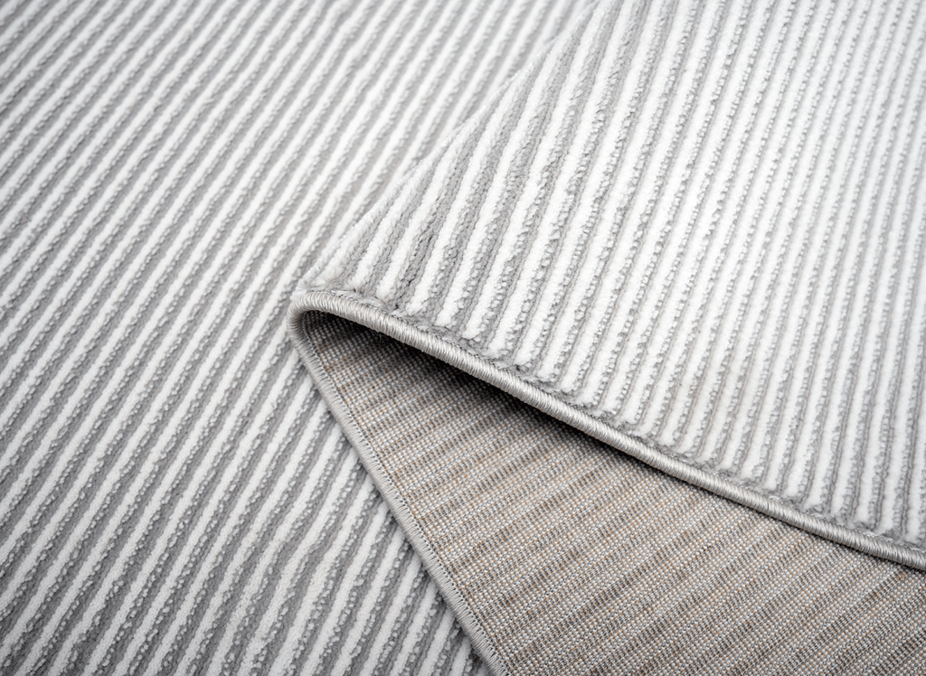 Tapis gris à rayures 160 x 230 cm CLEO