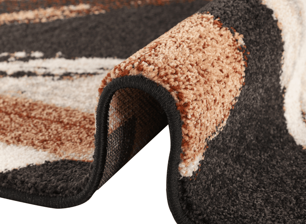 Tapis marron avec motifs géométriques beige et cuivre 160 x 230 cm ILYA