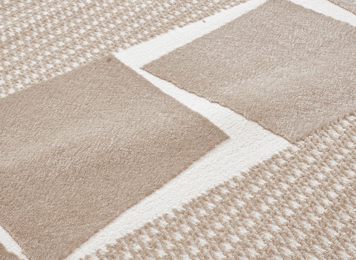 Tapis minimaliste beige et blanc 160 x 230 cm RIBBON