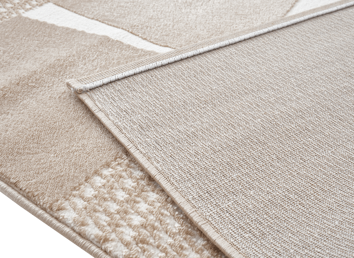 Tapis minimaliste beige et blanc 160 x 230 cm RIBBON