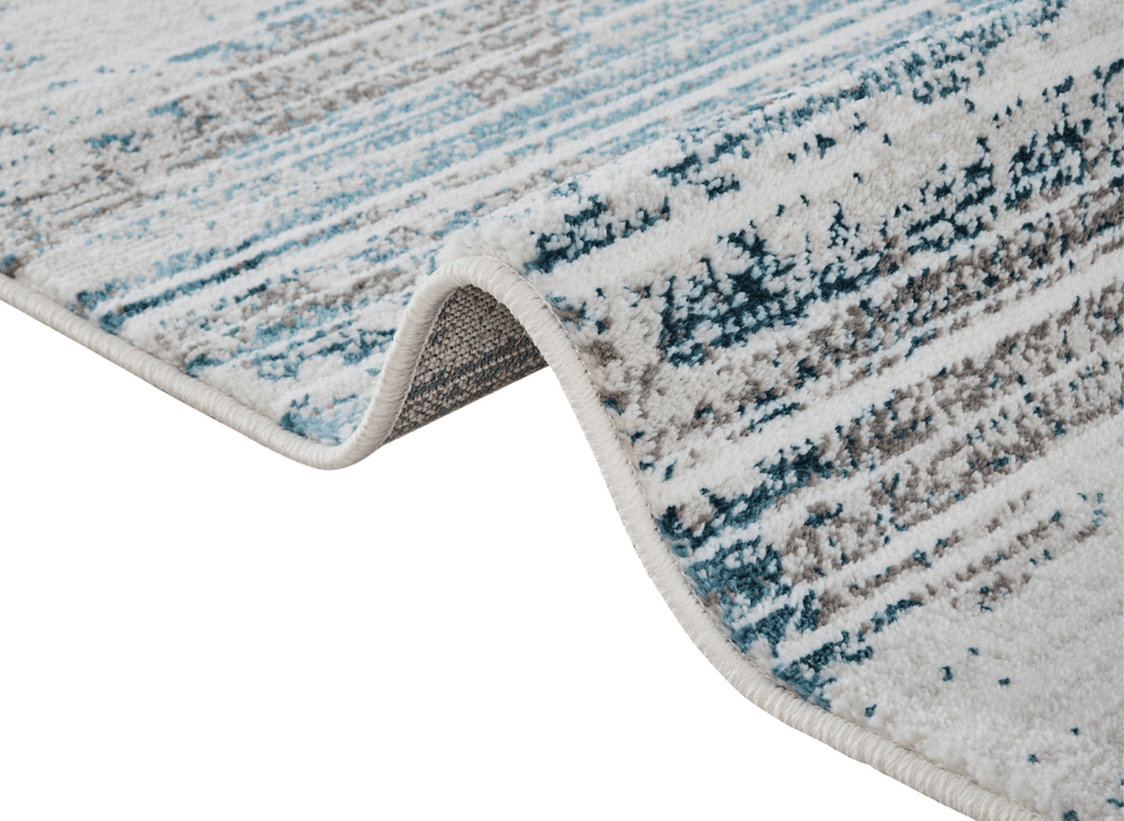 Tapis motif abstrait beige et bleu 160 x 230 cm AURORA