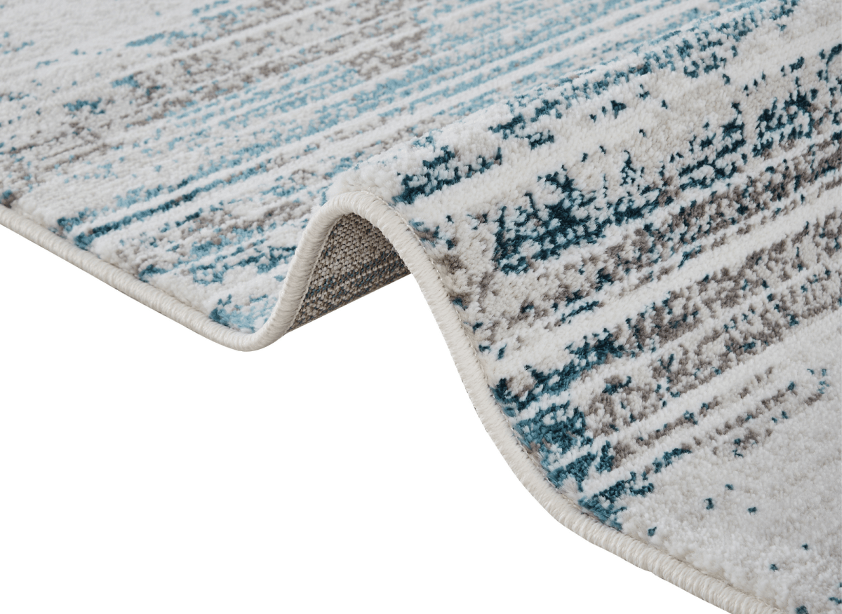 Tapis motif abstrait beige et bleu 160 x 230 cm AURORA