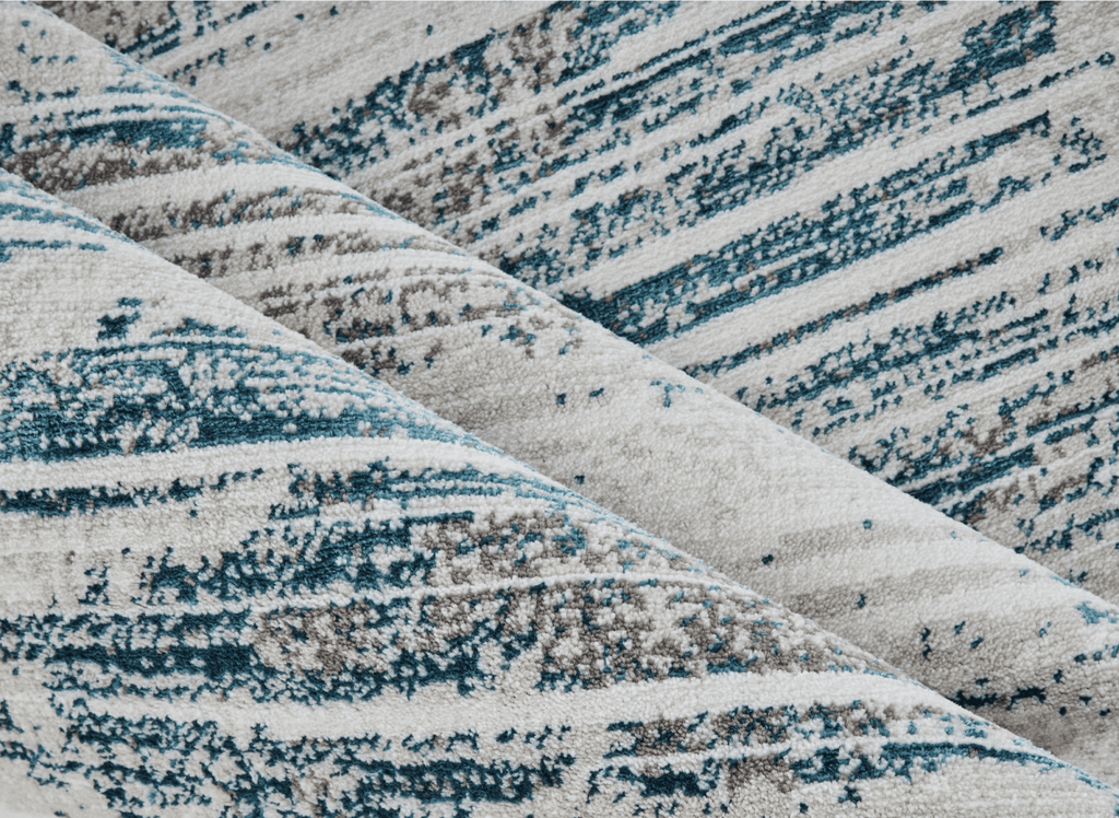 Tapis motif abstrait beige et bleu 160 x 230 cm AURORA