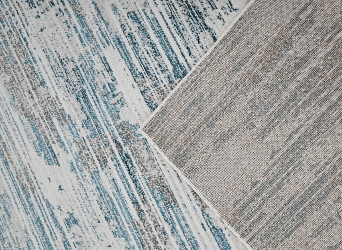 Tapis motif abstrait beige et bleu 200 x 290 cm AURORA