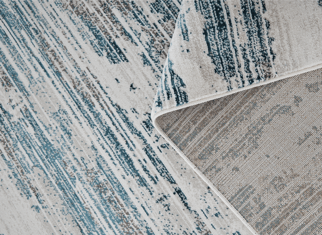 Tapis motif abstrait beige et bleu 200 x 290 cm AURORA